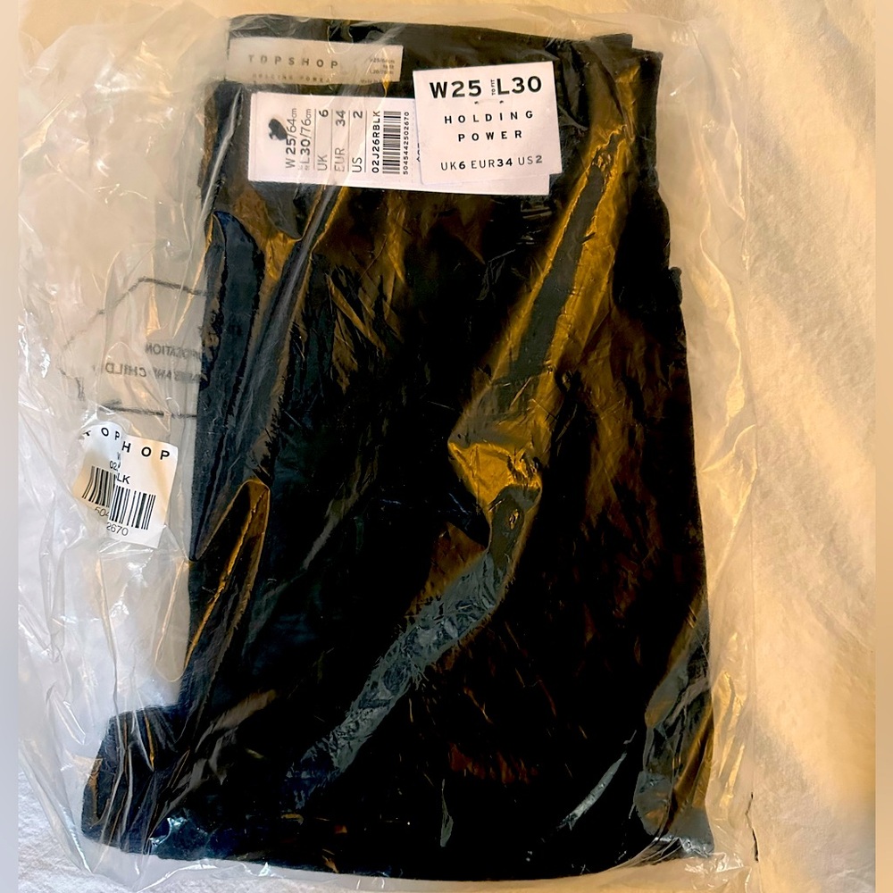 Topshop Black holding power Joni jeans, W 25 L 30